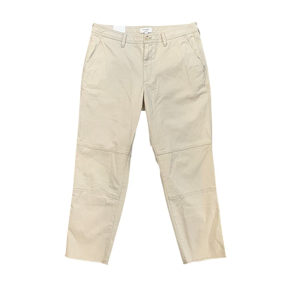 Banana Republic Pants Womens 12 Tan Slim Mid Rise Ankle Chino Flat Front Raw Hem
